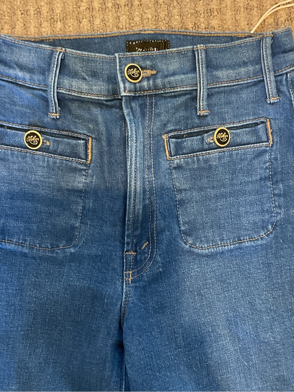 MOTHER jeans womens stashed hustler roller sneak nwt 23 denim 70s zip fly pocket - Picture 6 of 14